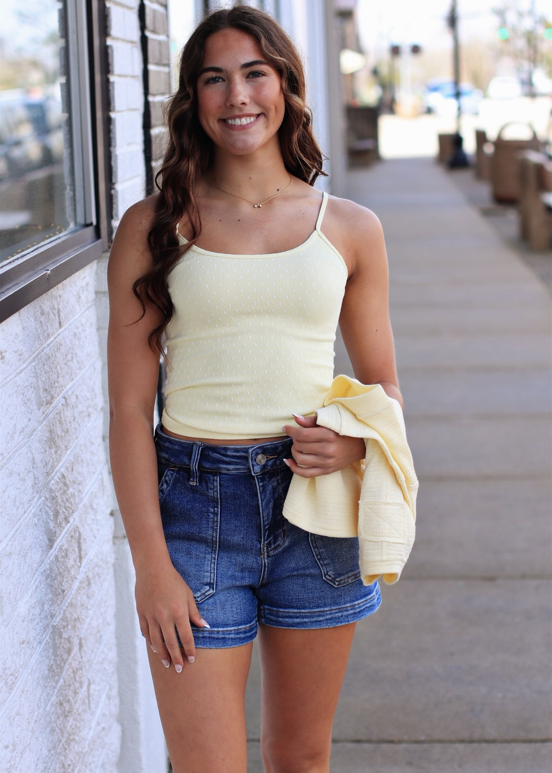 Polka Dot Strap Cami in Pale Banana