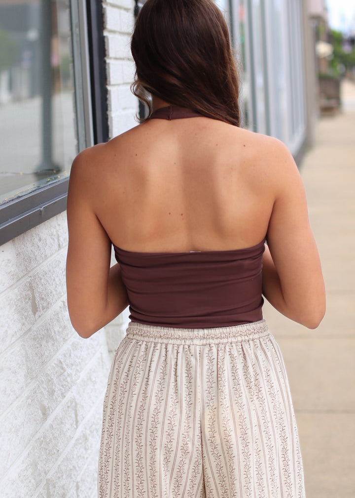 Clean Line Halter Top in French Roast Brown