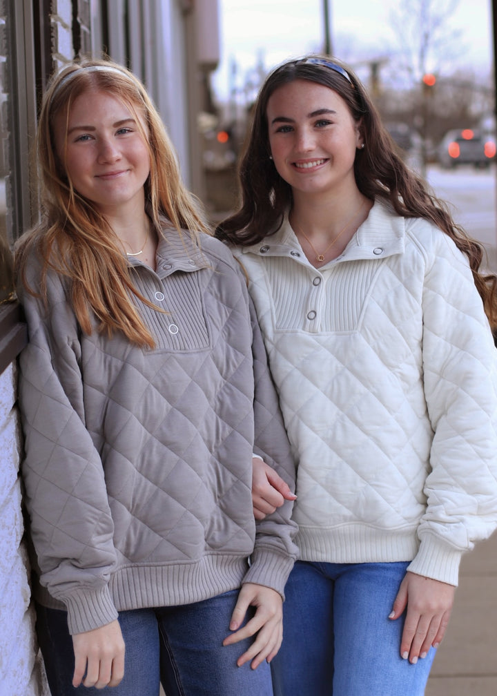 RESTOCK Golden Hour Quilted Pullover in Bone