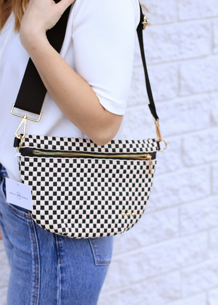 Westlyn Woven Bum Bag in Checkered Black