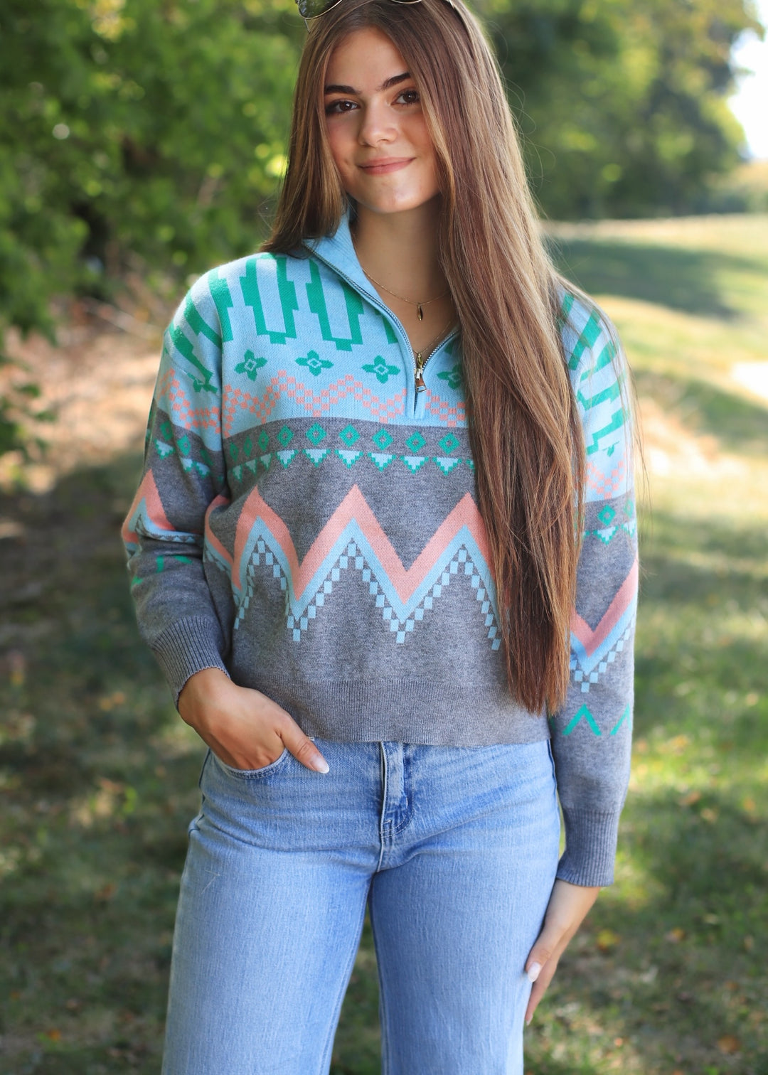 Haven Geometric Half-Zip Pullover
