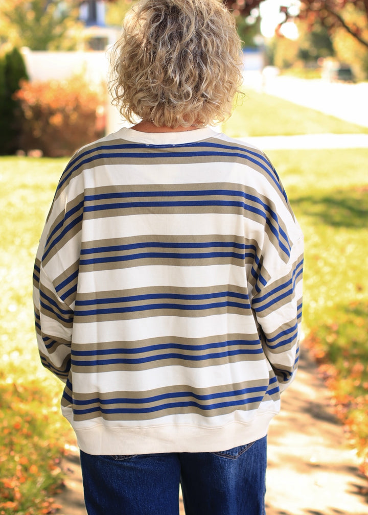 Olive Grove Stripe Sweatshirt