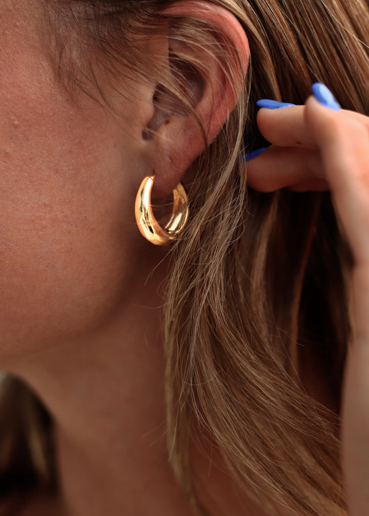 S-14K Gold Dipped Chunky Hoop Earrings