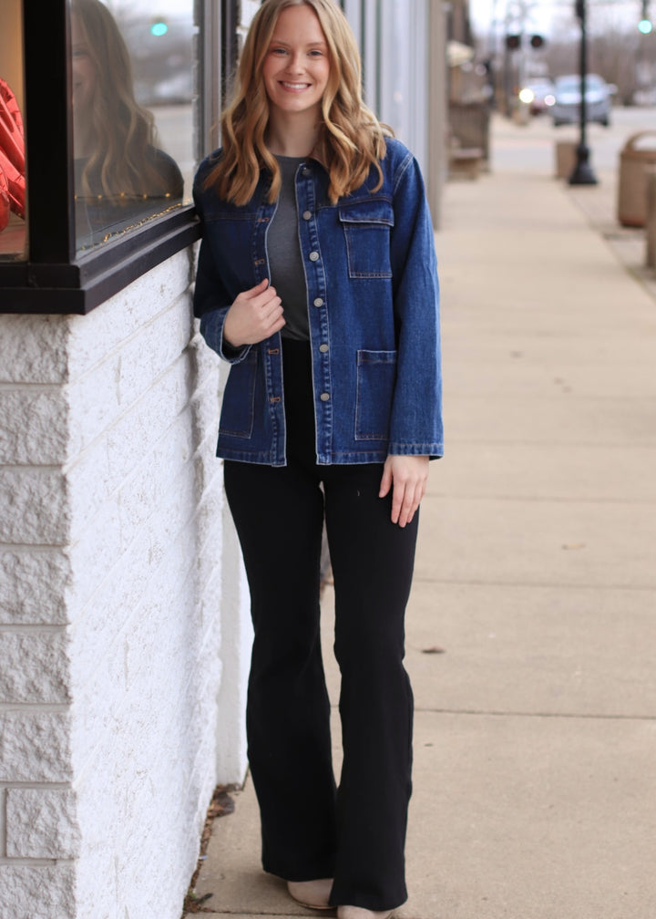 Pintuck Twill Flare Pants in Black