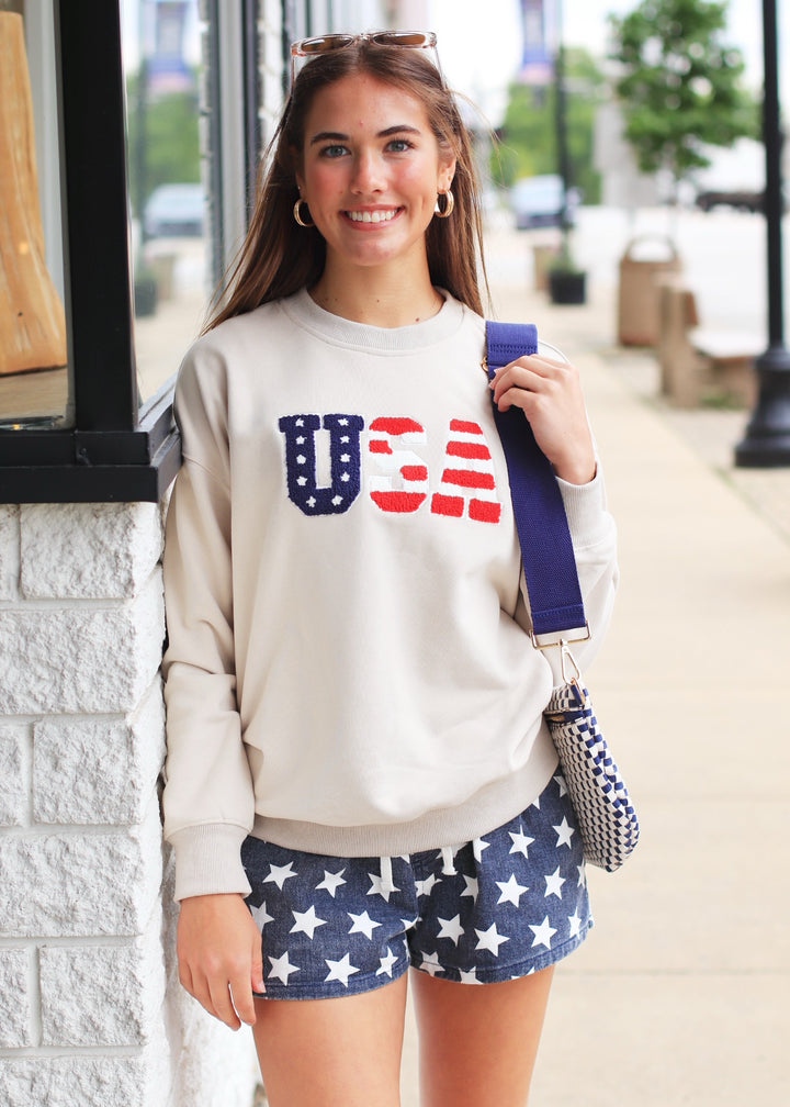 The All-American Crew Neck Sweatshirt in Taupe