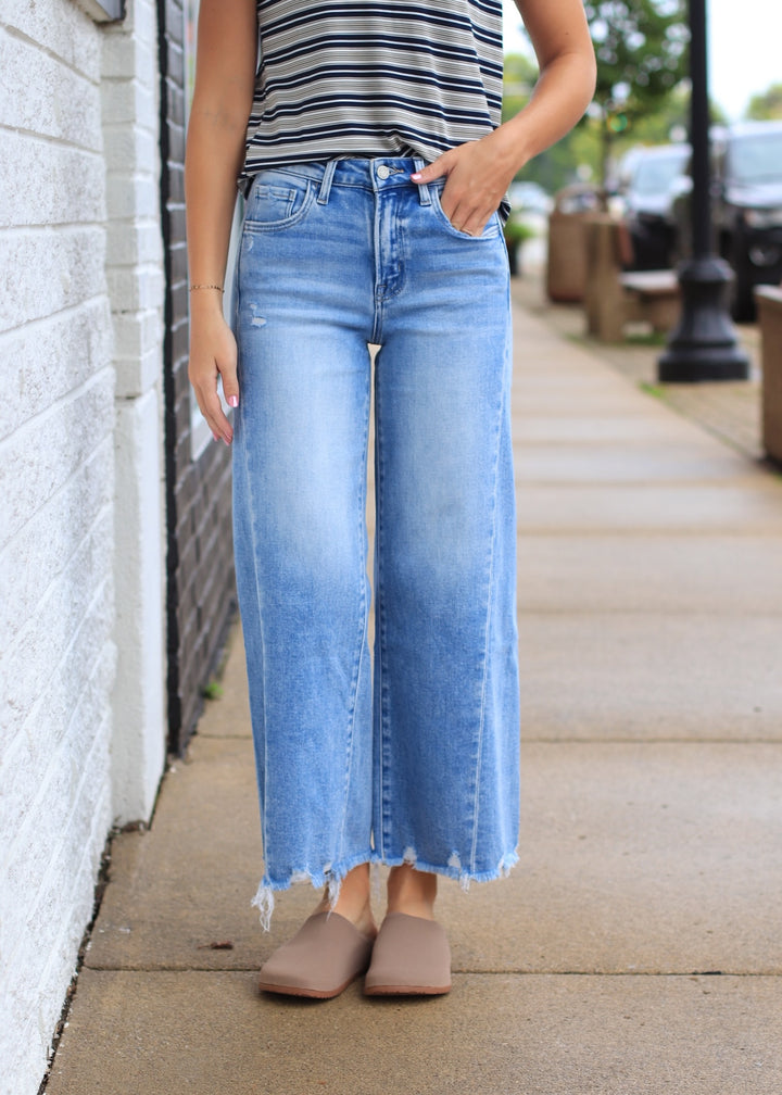 The Jaylen High Rise Crop Wide Leg Jeans