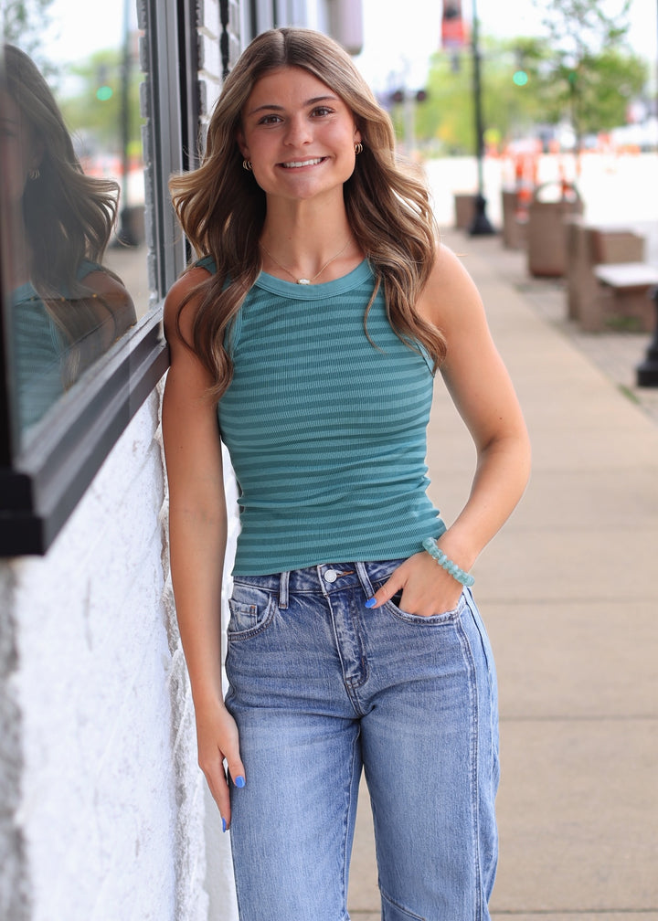 RESTOCK Reversible Tank Top in Dusty Teal