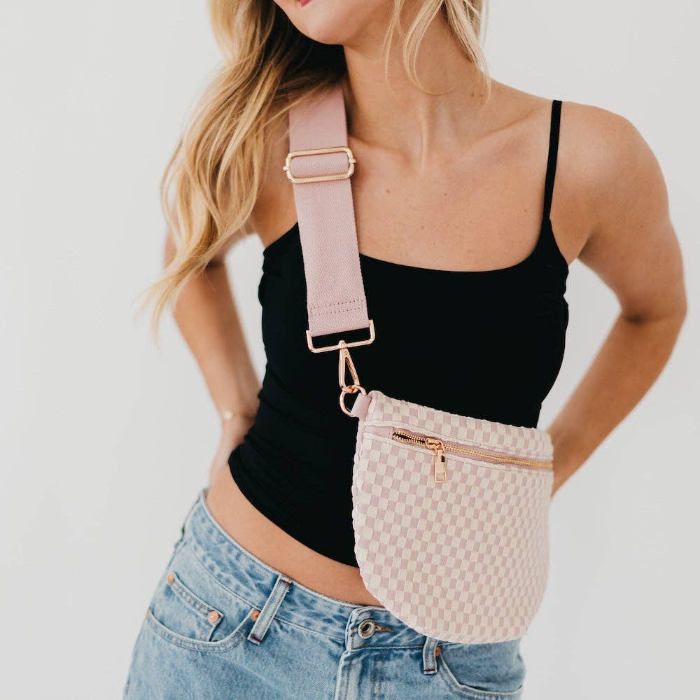 Westlyn Woven Bum Bag in Checkered Blush