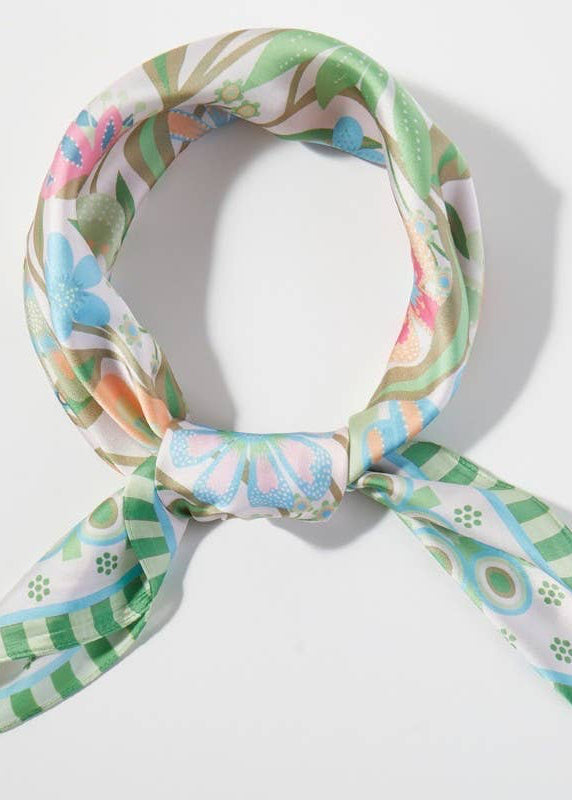 Assorted Flower Print Square Bandana Scarf