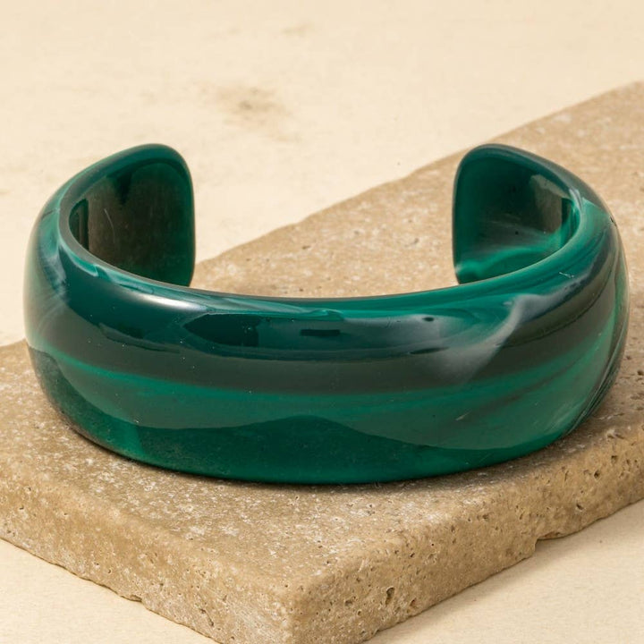 Wide Marble Resin Cuff Bracelet