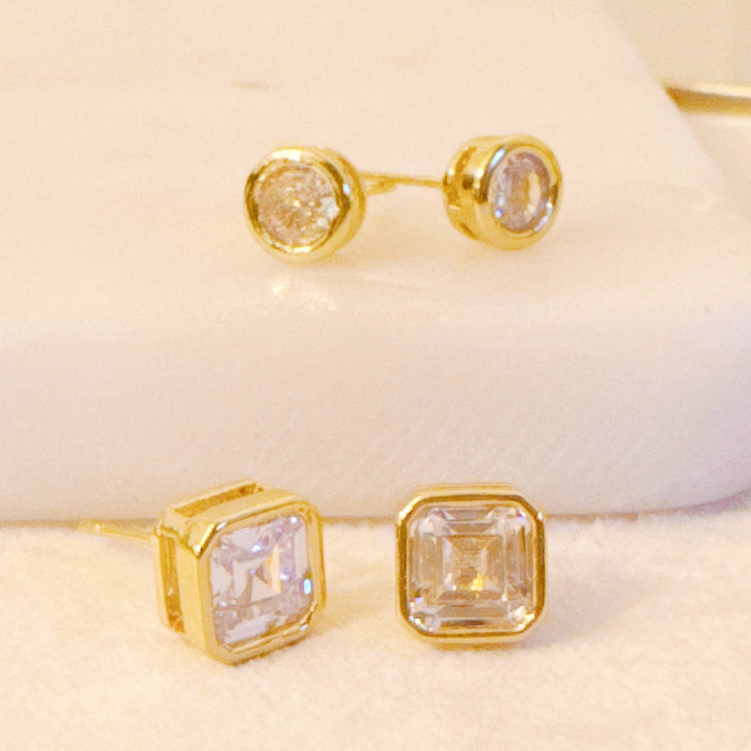 Bella Bezel Stud Earrings Set Of 2