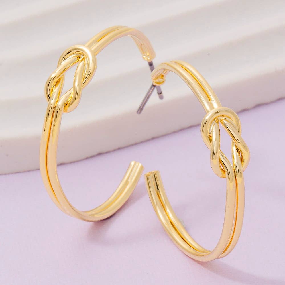 Gold Dipped Knotted Wire Hoop Earrings