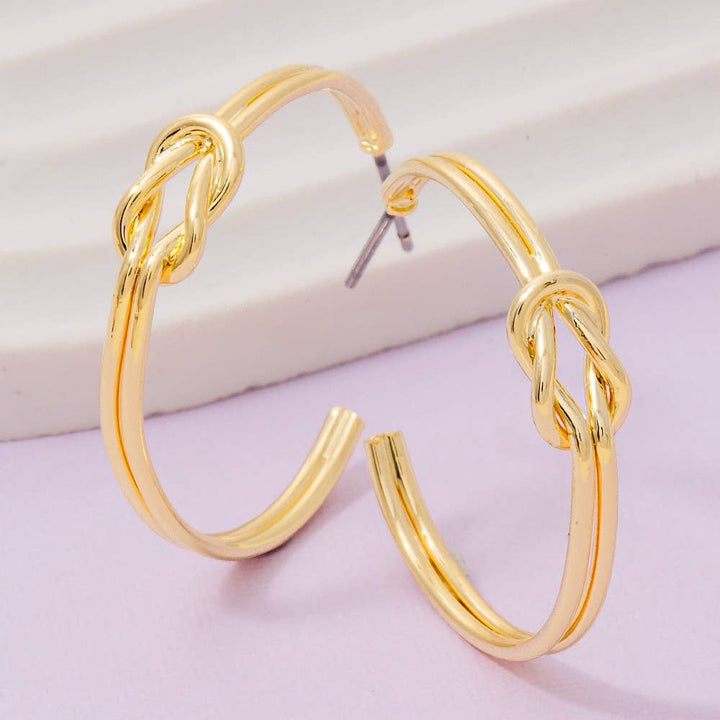 Gold Dipped Knotted Wire Hoop Earrings