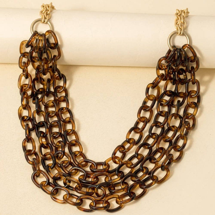 Gold Dipped Matte And Layered Acrylic Chain Statement