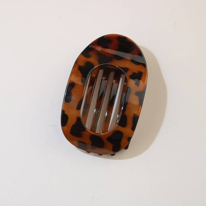 Oval Flat Hair Clip in Dark Coffee