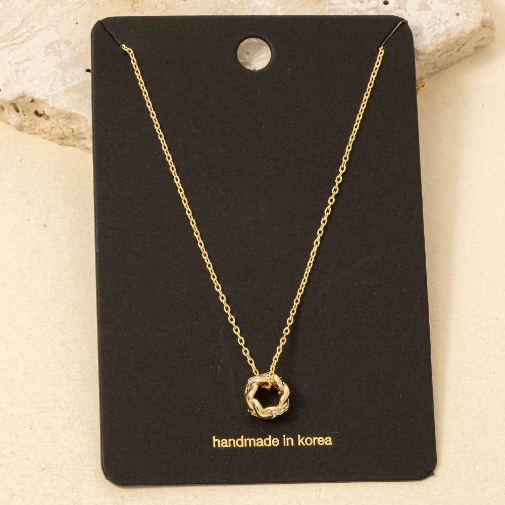 Circle Twist Ring Pendant Necklace