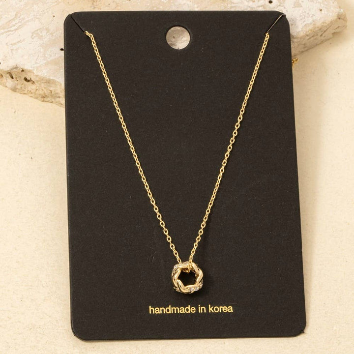 Circle Twist Ring Pendant Necklace