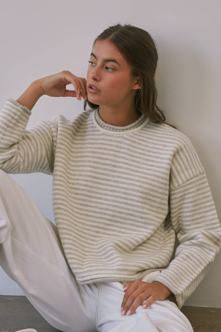 Trina Stripe Contrast Layered Roll Neck Sweater