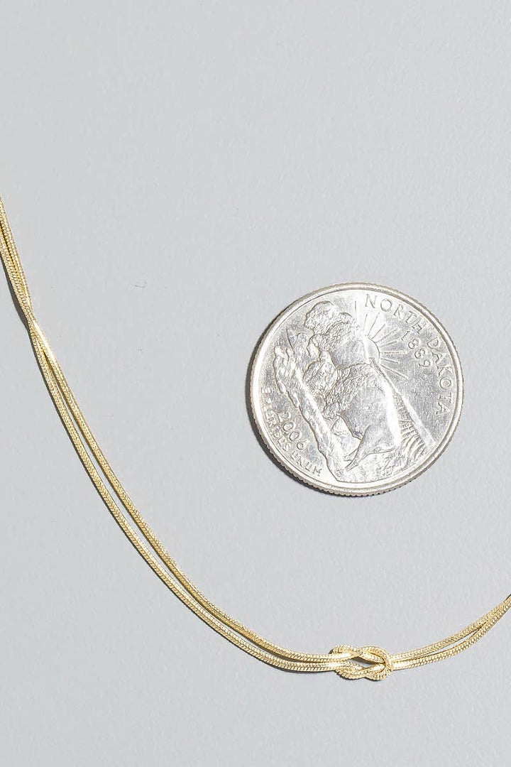 Dainty Metallic Knot Layered Chain Necklace
