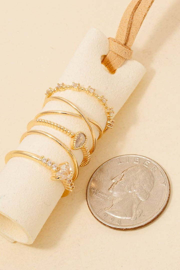 5Pc Cz Studded Band Rings Set