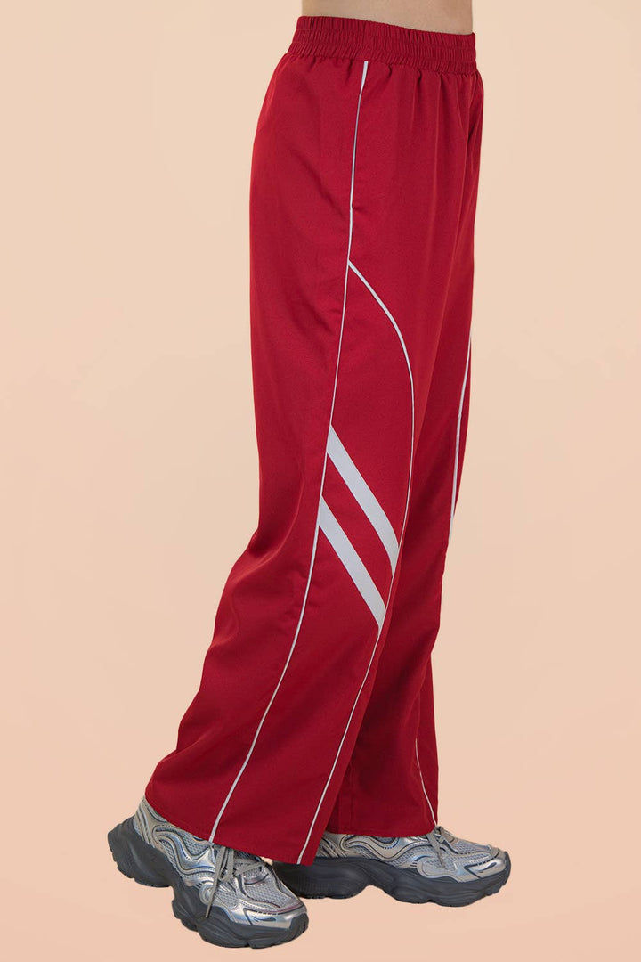 Wide Leg Track Pants W/ Piping Detail