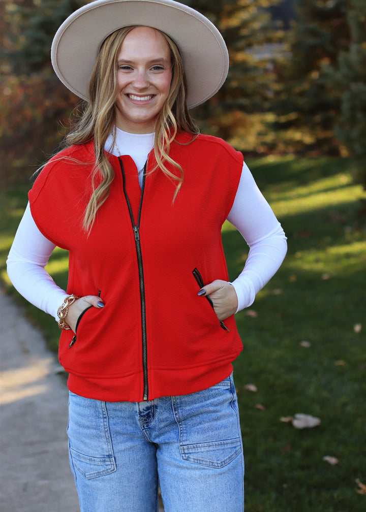 CLEARANCE FINAL SALE Riley Modern Vest in Red