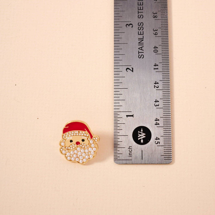 Pearl Santa Claus Stud Earrings | Christmas Holiday Earrings