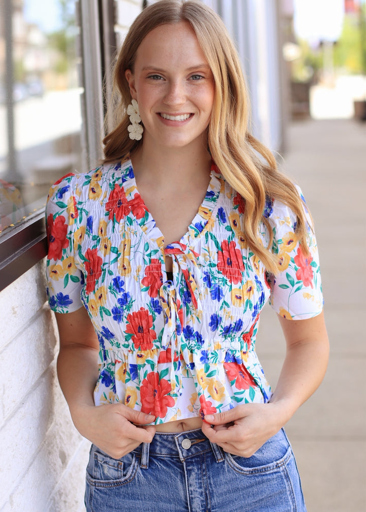 Elowyn Bloom Ruffle Tie Blouse