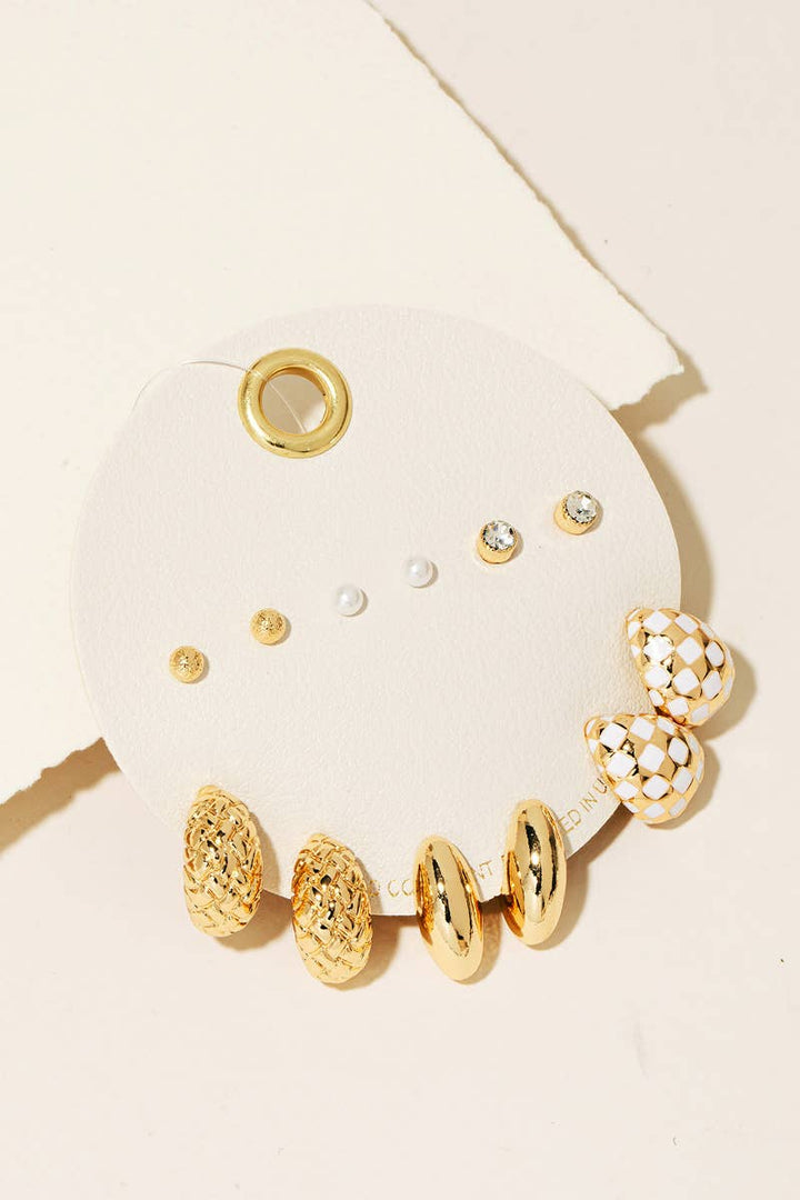 Mixed Huggie And Stud Earrings Set