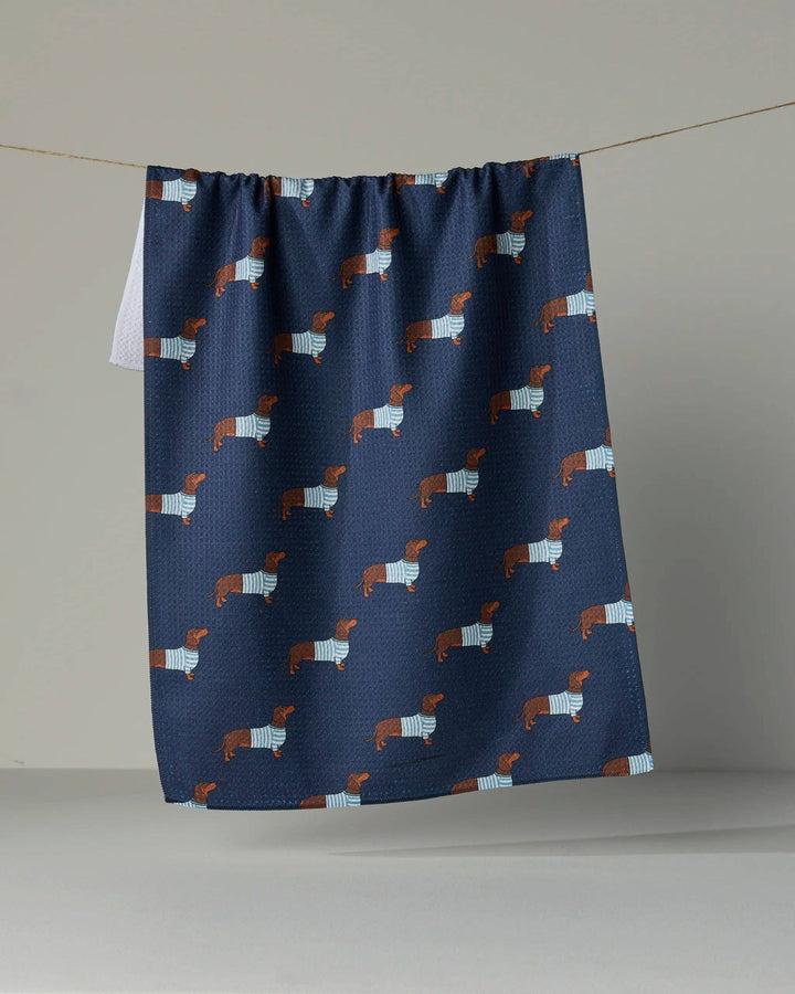 Coastal Dachshund Tea Towel