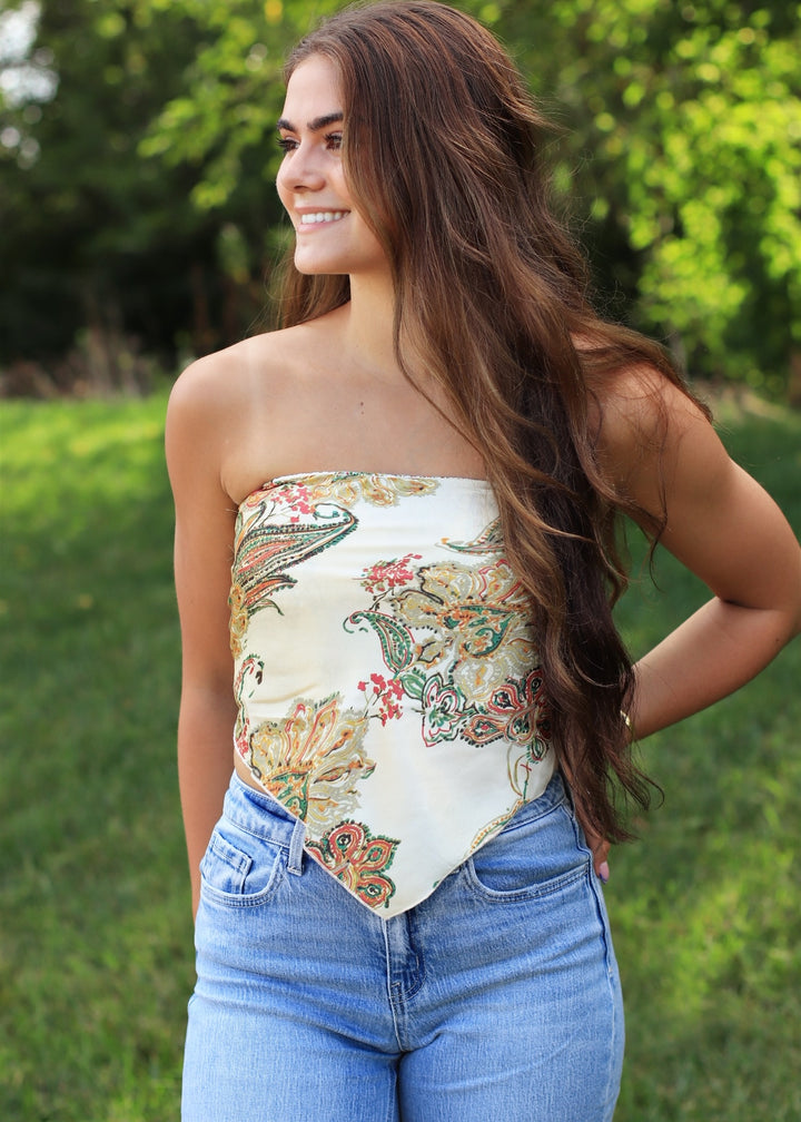 Paisly Satin Bandana Tube Top