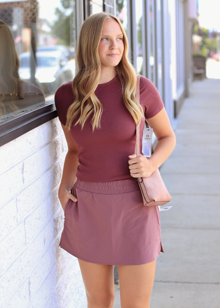 Sculpt A-Line Active Skort in Rosewood