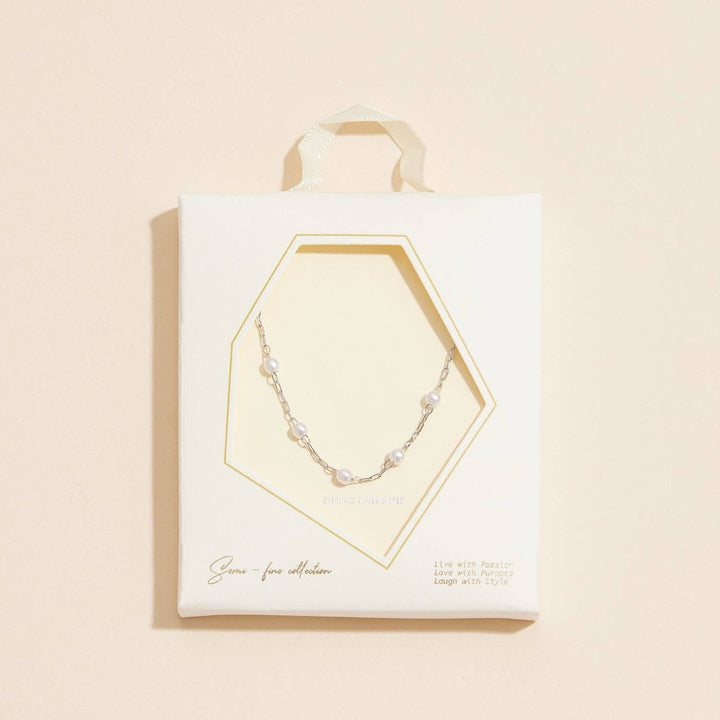 18K Gold Dipped Small Pearl Link Necklace | Timeless 2mm Pearl Link Necklace
