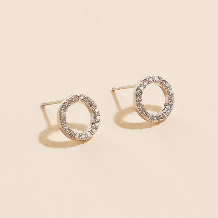 CZ 18K Gold Dip Round Stud Earrings