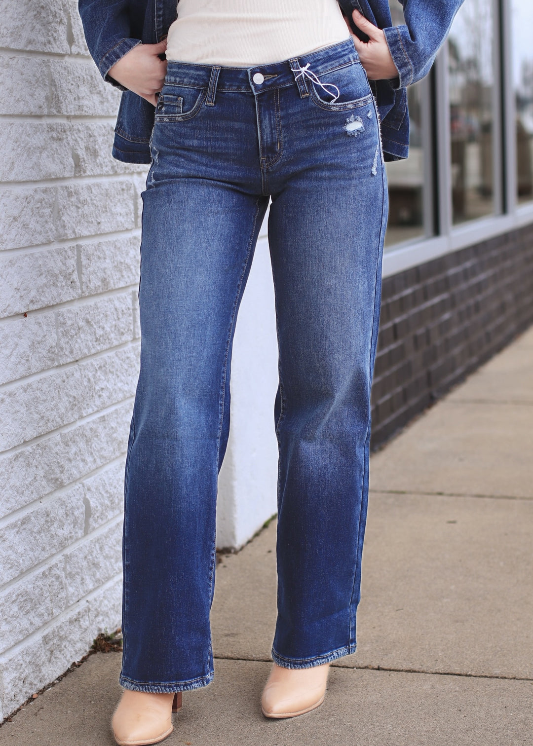 The Grindstone Mid Rise Wide Leg Jean
