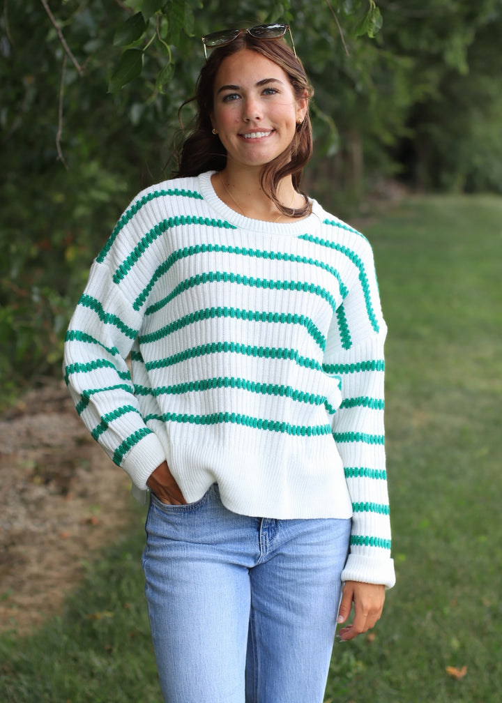 Kelly Boat Neck Striped Knit Sweater