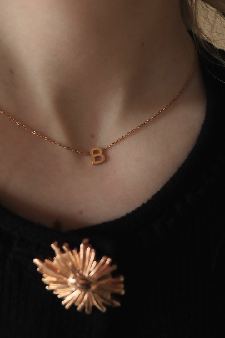 Desir 18K Gold Non-Tarnish Petite Classic Letter Necklace