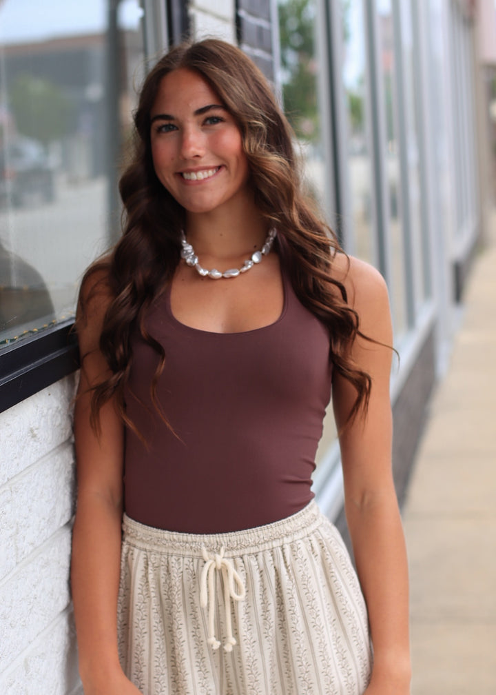 Clean Line Halter Top in French Roast Brown