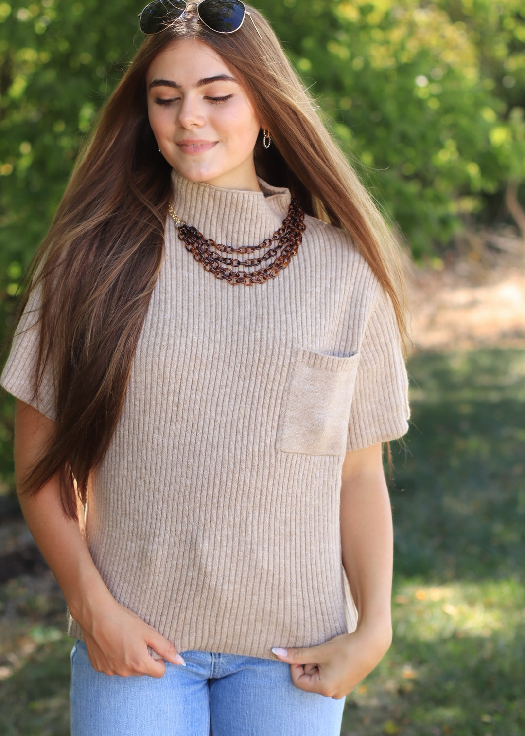 Toffee Pocket Knit Sweater