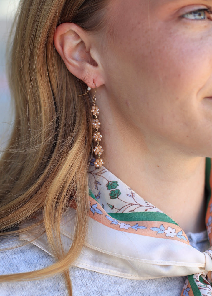 Crystal Cluster Drop Earrings – Beaded Dangle Style