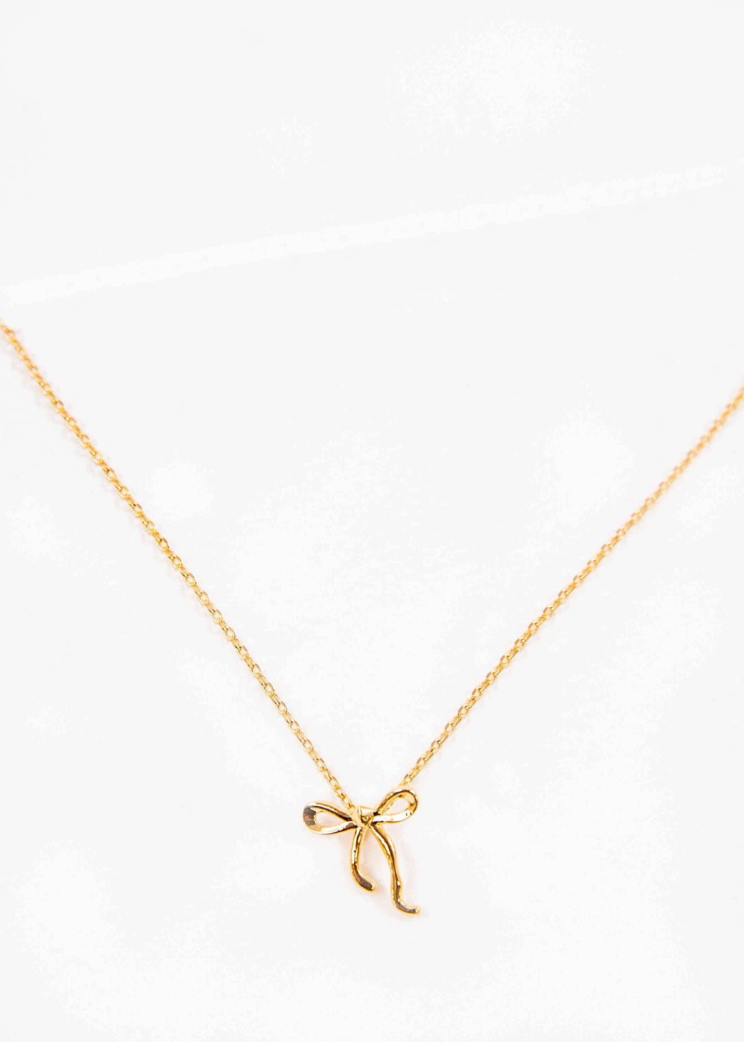Curled Bow Charm Necklace | Gold