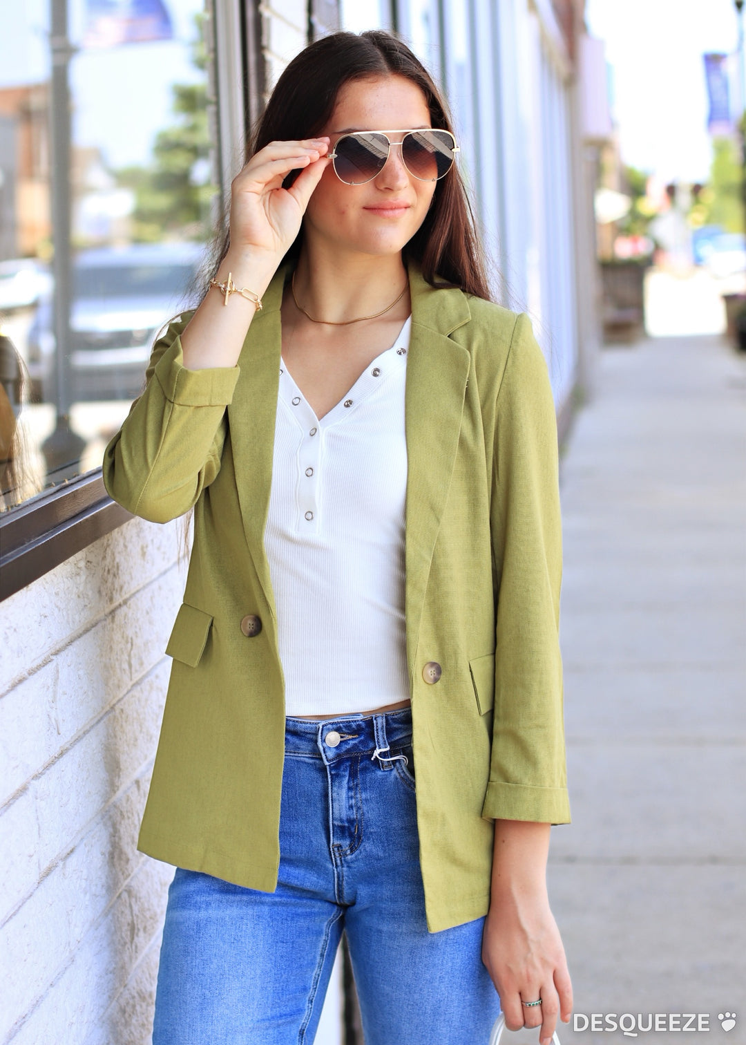 Restock Peacock 3/4 Cuff Collared Blazer