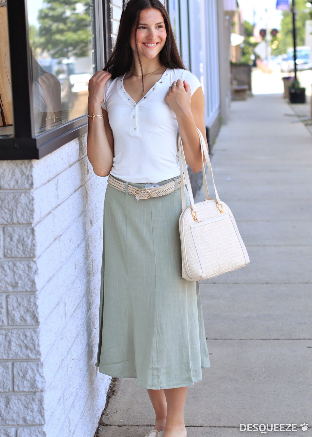 CLEARANCE FINAL SALE  The Olive Hour Midi Skirt