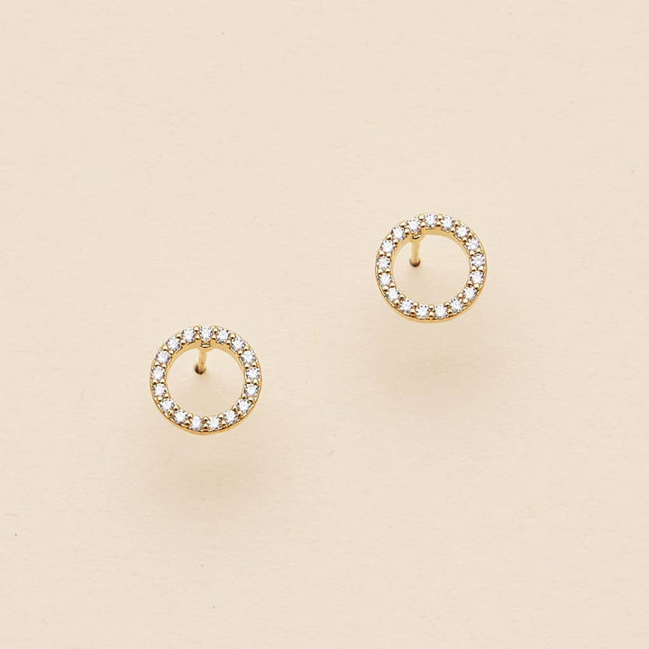 CZ 18K Gold Dip Round Stud Earrings