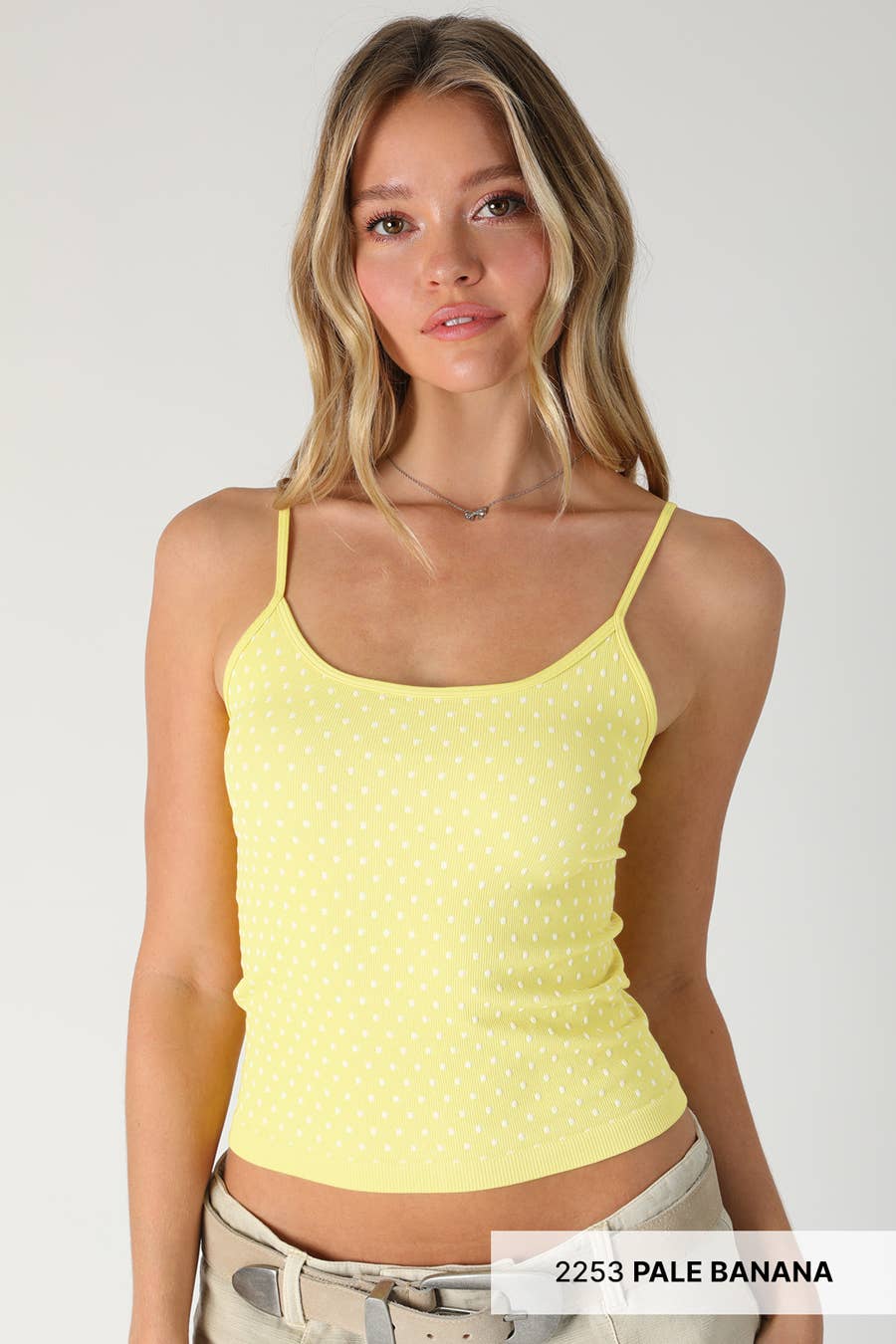 Polka Dot Strap Cami in Pale Banana