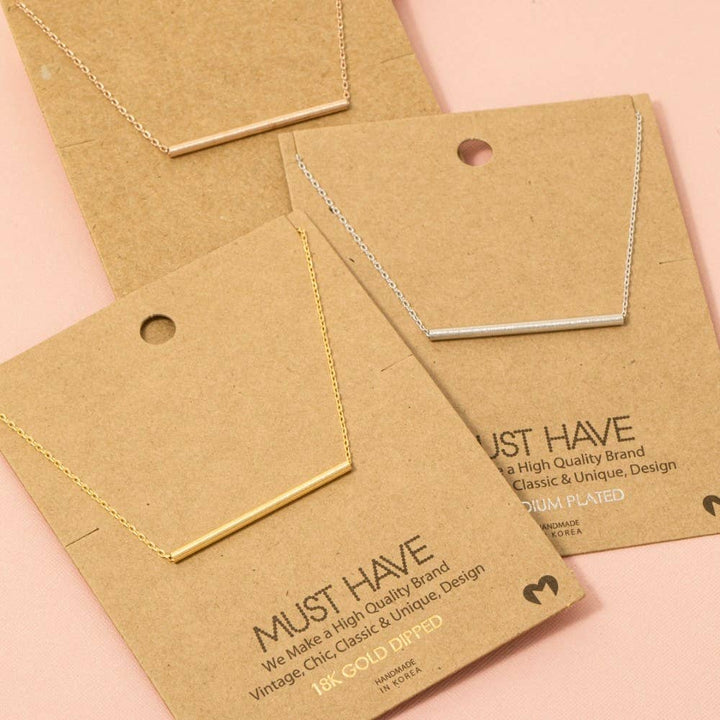 Cylinder Bar Pendant Necklace