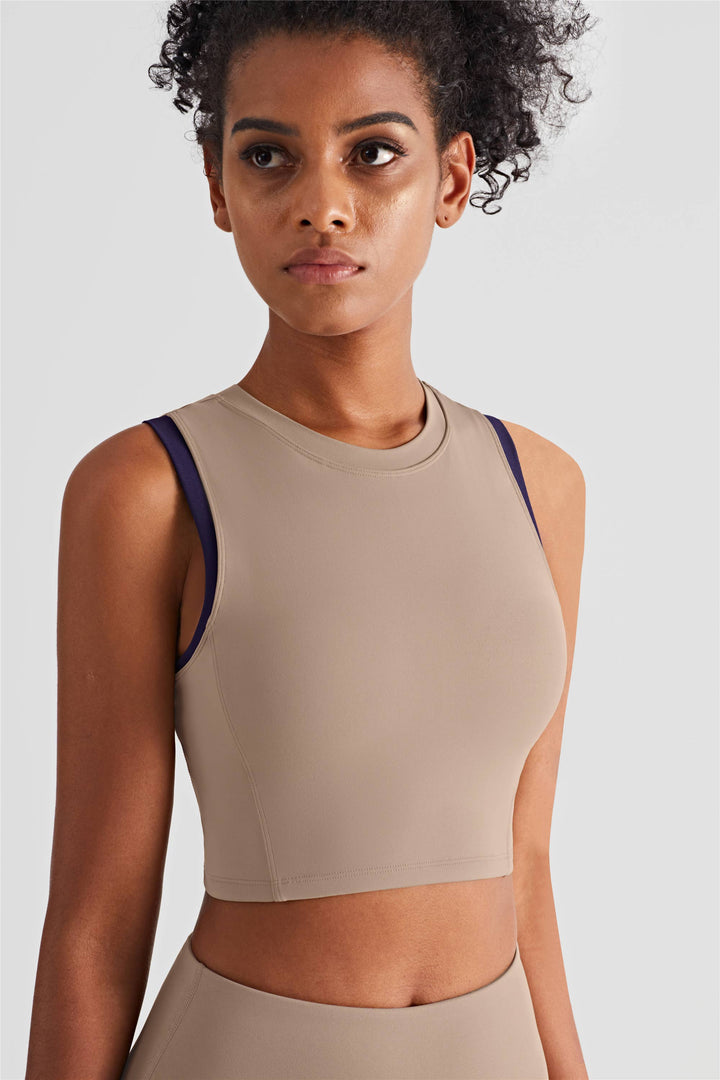 CLEARANCE FINAL SALE Cyber Contrast-Color Tank Top Sports Bra