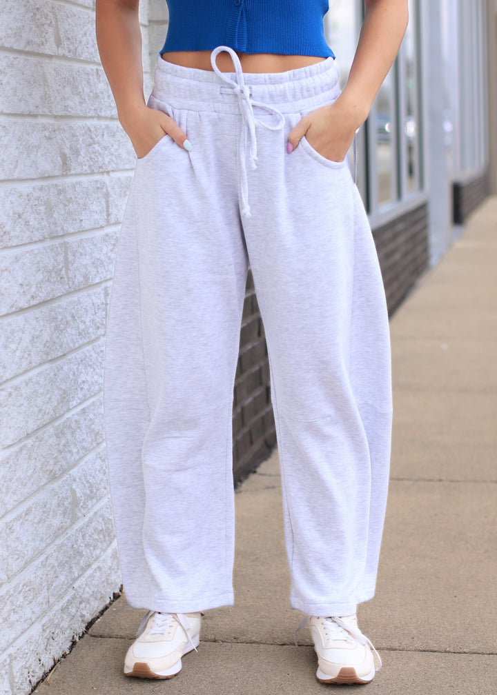 The Downtown Barrel Sweatpants in Ice Grey