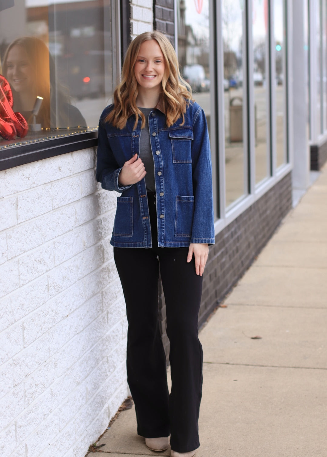 Pintuck Twill Flare Pants in Black