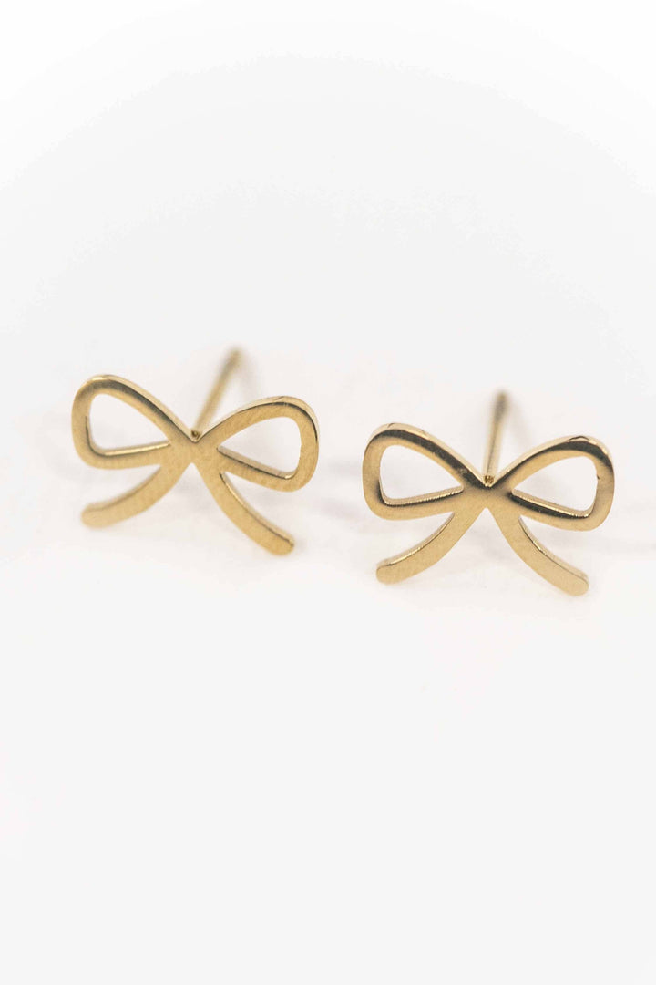 Cute Bow Stud Earrings | Gold